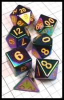 Dice : Dice - Metal Dice - Iridescent with Yellow Numerals Mini - Dark Ages